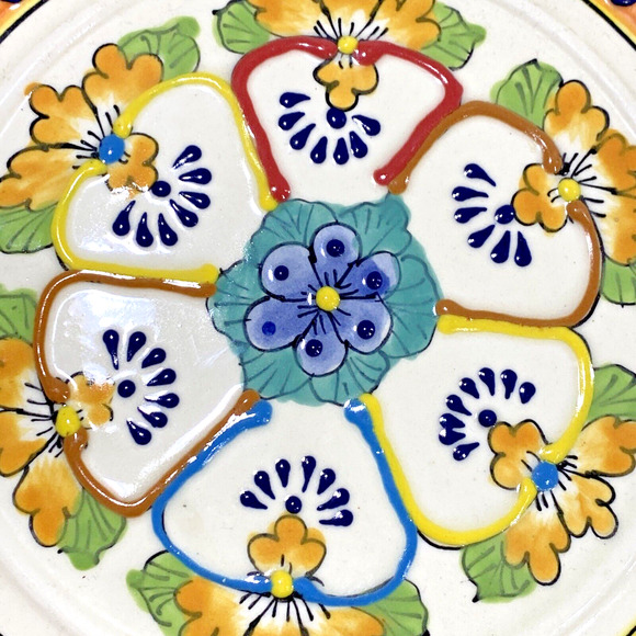 Unique Mexican Art Pottery Covered Dish Cheese Keeper Multicolor Mexico Folk Art - Picture 9 of 11